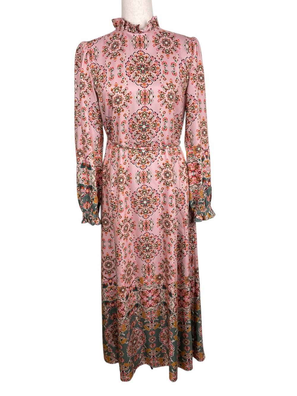 Boden Mariam Silk Blend Maxi Dress US Size 6 Old Rose Intricate Tapestry Pink - Picture 4 of 14